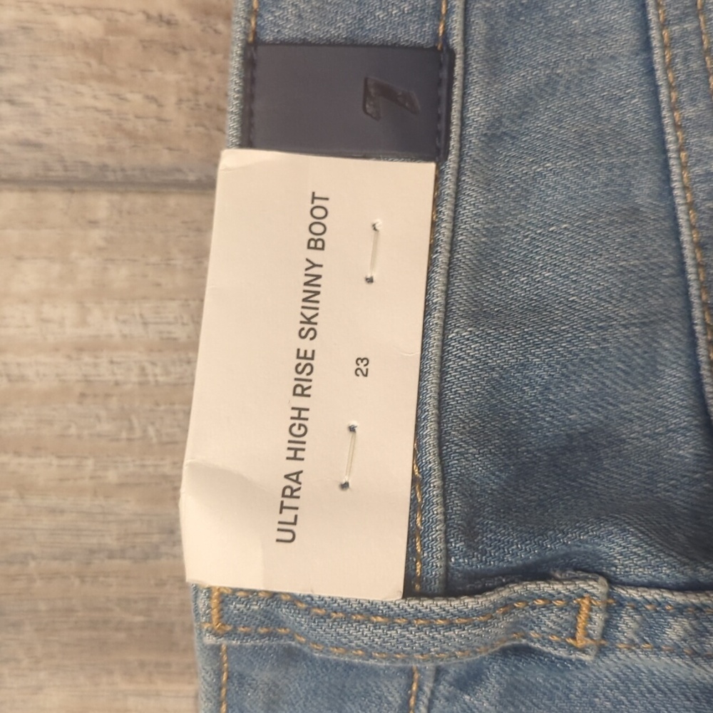 7FAMK Ultra High Rise Skinny Boot jeans 7U413567 color Golden Hour sz23 Tall NWT - Picture 8 of 15